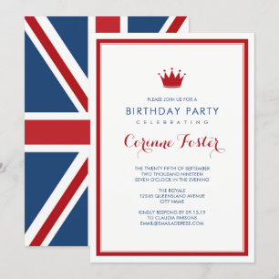 Convite Classic Union Jack Flag Birthday