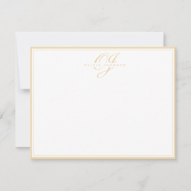 Convite Classic Warm Ochre Monogram Note Card (Frente)