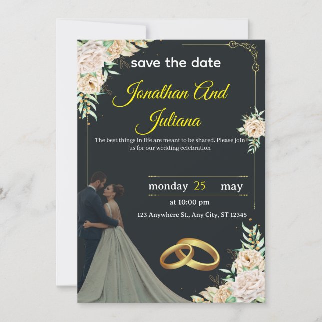 Convite Classic Wedding Invitation 2025" (Frente)