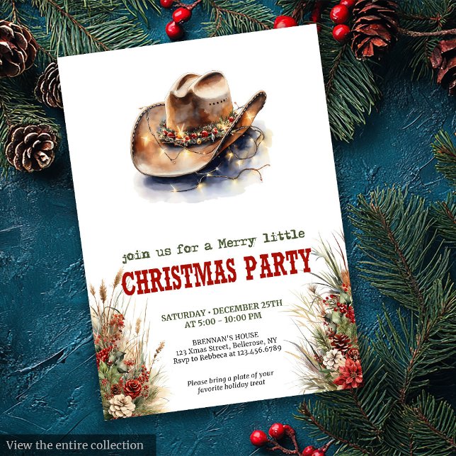 Convite Classic Western Christmas party editable invites (Classic Western Christmas party editable invitation

)