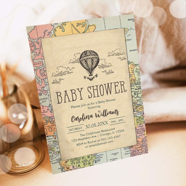 Convite Classic World Travel Baby Shower Invitation (Criador carregado)