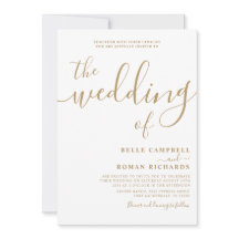 Clássica Caligrafia Branca e Dourada Casamento