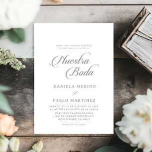 Convite Clássica Caligrafia Chic Nuestra Boda Casamento