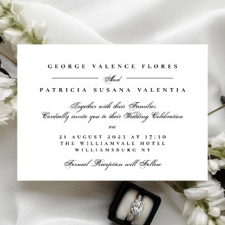 Convite Clássica Caligrafia Formal Negra Elegante