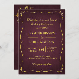 Convite Clássica Elegante Moderna E Dourada Invitati