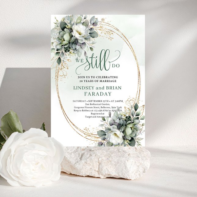 Convite Clássica Folhagem e Dourado Nós Ainda Fazemos Conv (Classic Greenery and Gold We Still Do Invite)