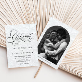 Convite Clássica Fotografia de Casamento com Caligrafia Ro
