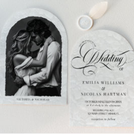 Convite Clássica Fotografia de Casamento com Caligrafia Ro