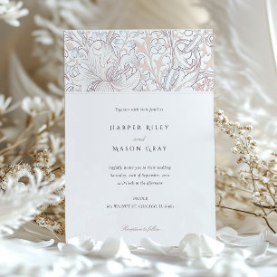 Convite Clássica Golden Lily Elegante Pastel Casamento Mor