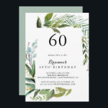 Convite Clássica Greenery Tropical 60ª Festa de aniversári<br><div class="desc">Este convite de aniversário tropical verde clássico 60º é perfeito para uma festa de aniversário moderna. A design apresenta folhas tropicais predominantemente verdes com um toque de flores rosadas cor-de-rosa bem dispostas em coroas elegantes e formas geométricas.</div>