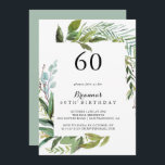 Convite Clássica Greenery Tropical 60ª Festa de aniversári<br><div class="desc">Este convite de aniversário tropical verde clássico 60º é perfeito para uma festa de aniversário moderna. A design apresenta folhas tropicais predominantemente verdes com um toque de flores rosadas cor-de-rosa bem dispostas em coroas elegantes e formas geométricas.</div>