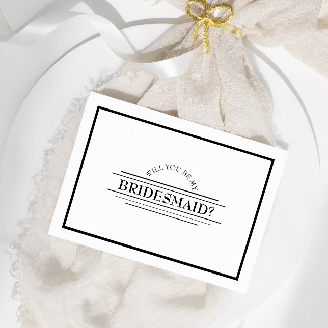 Convite Clássica Proposta de Bridesmaid Branca Preta Forma (Criador carregado)
