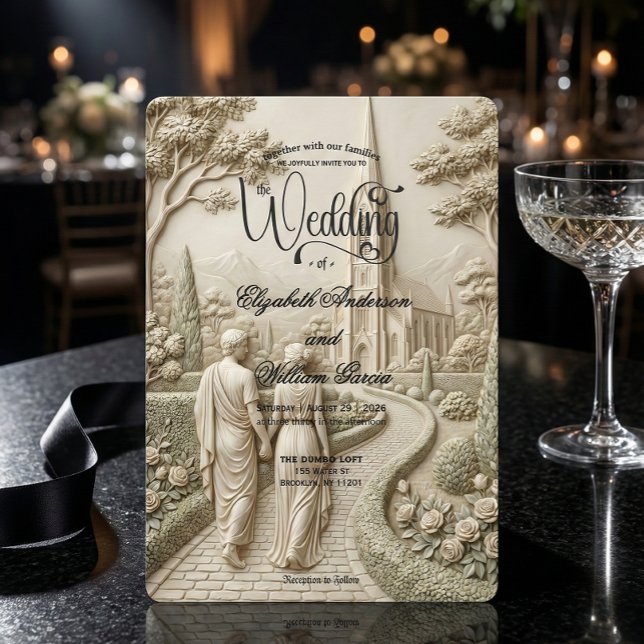 Convite Classical Dark Academia Grecian Art Wedding (Criador carregado)