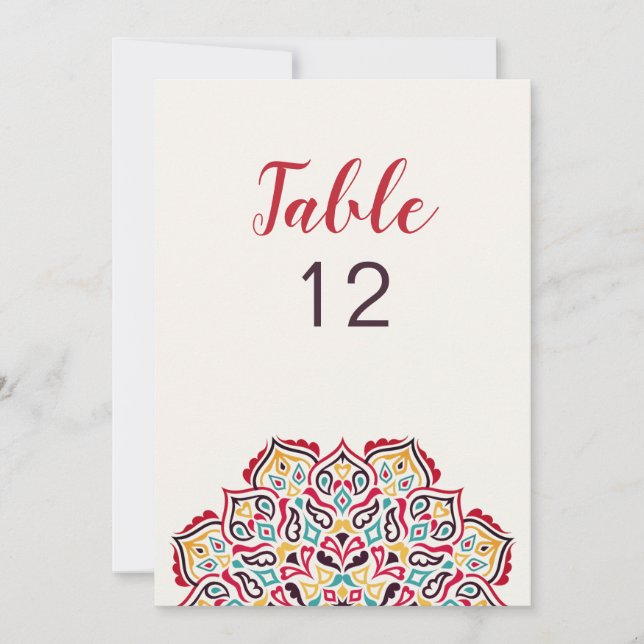 Convite Classical Geometric Mandala Wedding Table Number (Frente)