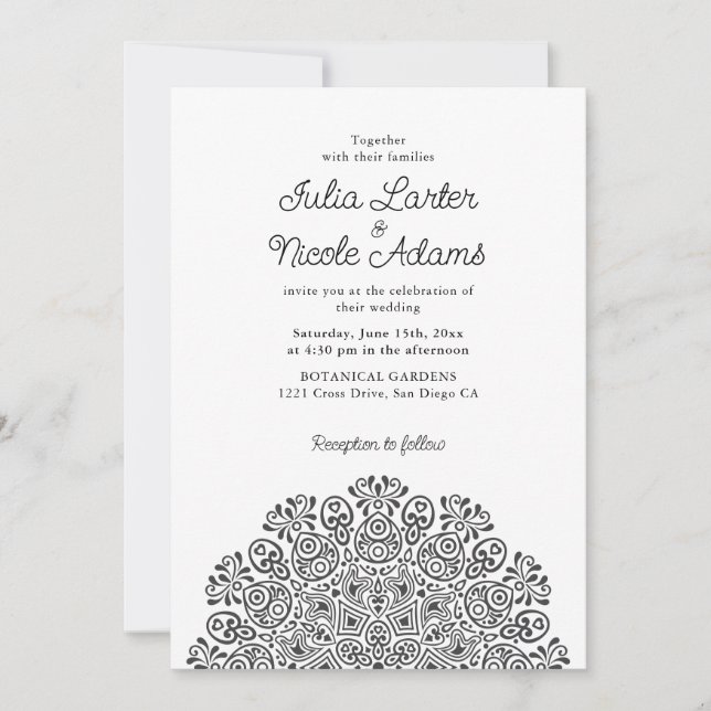 Convite Classical Ornate Art Deco Style Mandala Wedding (Frente)