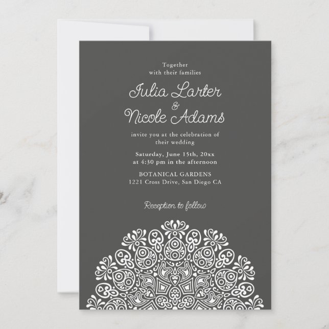 Convite Classical Ornate Art Deco Style Mandala Wedding (Frente)