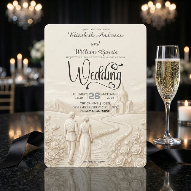 Convite Classical Romantic Church Scene Wedding (Criador carregado)