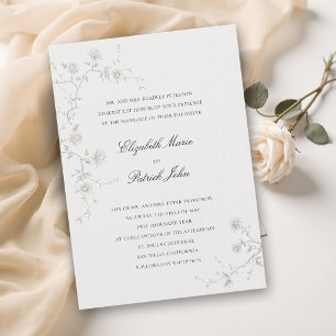Convite Clássicas Rosas Silvestres Art Ivory Casamento For