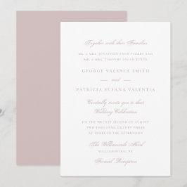 Convite Clássico Blush Rosa Empoeirado Casamento de Letra