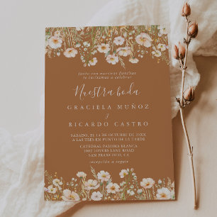 Convite Clássico Boho Blush Wildflower Boda Wedda