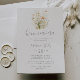Convite Clássico Boho Blush Wildflower Quinceañera