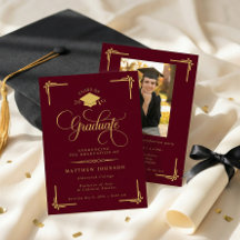 Clássico Burgundy Dourado de Graduação