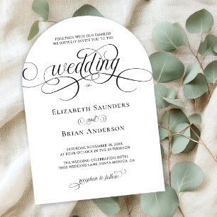 Convite Clássico Casamento de Arquitetura de Rótulo Preto