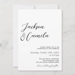 Convite Clássico Casamento de Inverno Foto Preto e Branco