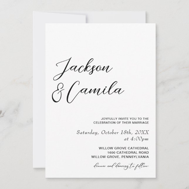 Convite Clássico Casamento de Inverno Foto Preto e Branco  (Frente)