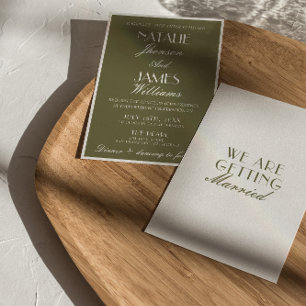 Convite Clássico Casamento de Luxo em Verde Oliva Antigo D