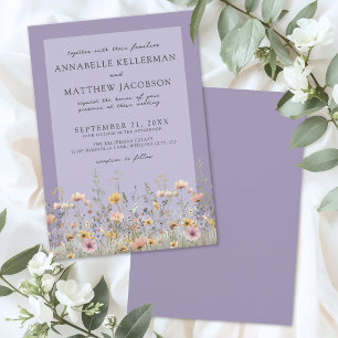 Convite Clássico Casamento Floral de Flores Silvestres Lav