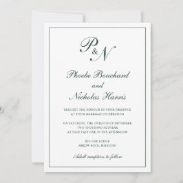 Convite Clássico Casamento Floresta Verde Elegante