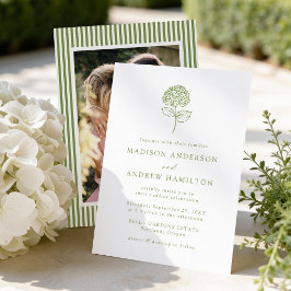 Convite Clássico Casamento Fotográfico com Hortênsias Verd