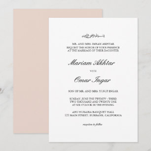 Convite Clássico Casamento Islâmico Muçulmano Elegante em 