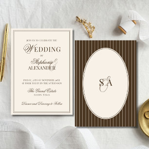 Convite Clássico Casamento Marrom e Marfim Old Money da Mo