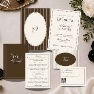 Convite Clássico Casamento Marrom e Marfim Old Money da Mo