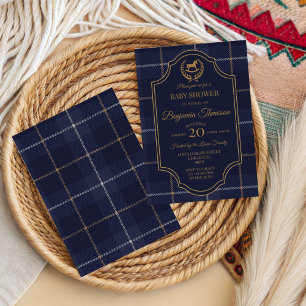 Convite Clássico Chá de Bebê Vintage de Cavalo de Polo