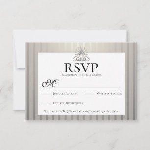 Convite Clássico Champanhe Bege Pérola Marfim RSVP de Casa
