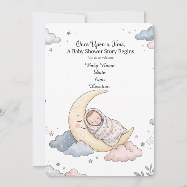 Convite Clássico Conto de Fadas Caprichoso | Chás de Bebê  (Frente)
