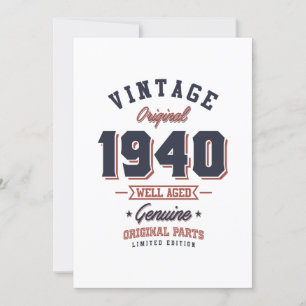 Convite Clássico de 1940 Nascido em 1940 Presente de Anive