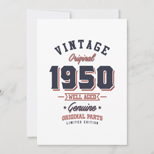 Convite Clássico de 1950 Nascido em 1950 Presente de Anive (Frente)