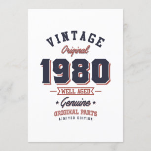 Convite Clássico de 1980 Nascido em 1980 Presente de Anive