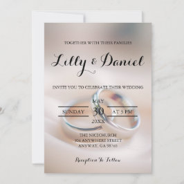 Convite clássico de alianças de casamento elegante