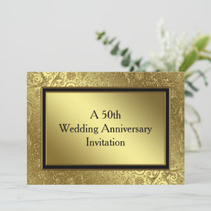 Convite Clássico de Aniversário de Bodas de Ouro 5