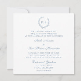 Convite Clássico de Casamento Azul de Terra Clássi