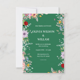 Convite Clássico de Casamento Colorido