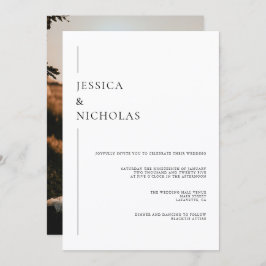 Convite Clássico de Casamento de Fotos do Script Elegante