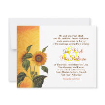 convite clássico de casamento de girassol
