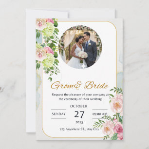 Convite Clássico De Casamento De Glam   Na moda pe