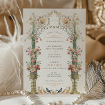 Convite Clássico De Casamento De Jardim Encantado<br><div class="desc">Este convite para o casamento é uma canvas romântica pintada com os tons suaves de um jardim inglês. O cor-de-rosa, o coral e o marfim florescem em cascata urnas de ouro, simbolizando o crescimento e o florescimento do amor. O arco floral, enfeitado com delicado verde, enquadra as iniciais do casal...</div>